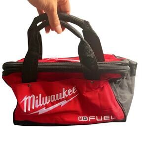 New Milwaukee tool bag, M12 fuel red wide open work bag canvas sturdy zip up